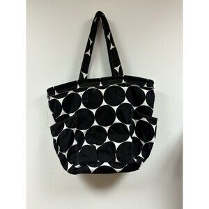 Thirty-One Retro Metro Tote Bag In Black and White Large polka Dot Pattern Tote